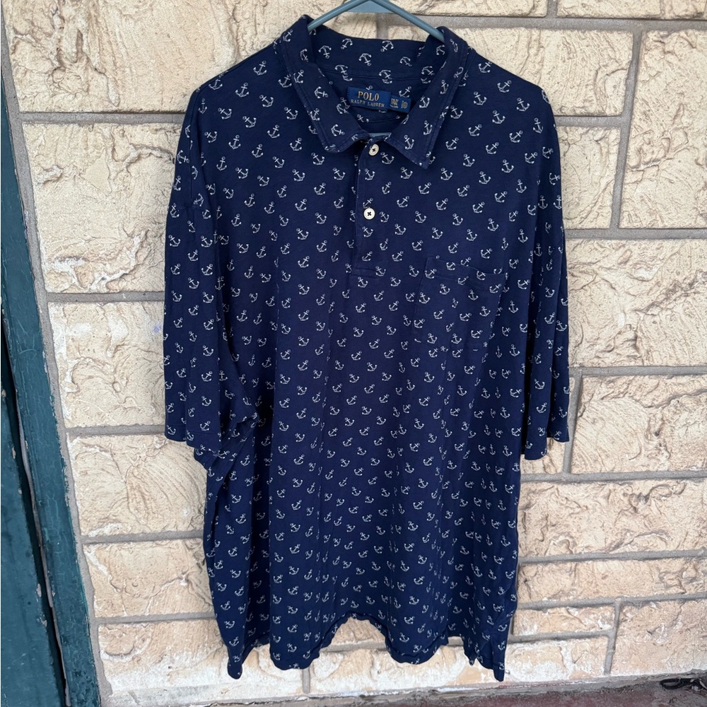 Polo by Ralph Lauren Anchor Print Shirt - Navy Size 3XL - Picture 3 of 9